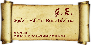 Gyárfás Ruszlána névjegykártya